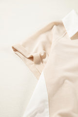 Jet Stream Shirt Collar Buttoned Patchwork Short Sleeve Mini Dress Mini Dresses JT's Designer Fashion