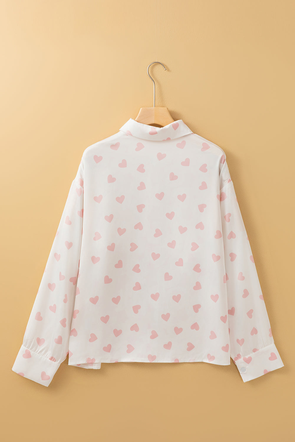 White Love Heart Print Drop Shoulder Puff Sleeve Shirt Blouses & Shirts JT's Designer Fashion