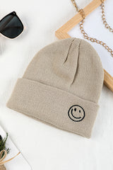 White Smiley Face Eaveless Beanie Hats Hats & Caps JT's Designer Fashion