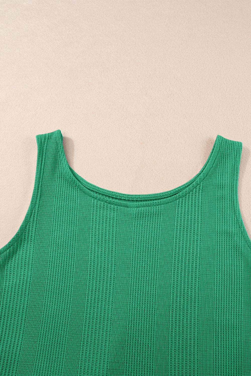 Green Solid Color Ribbed Ruffle Tank Top and Pants Set Pant Sets JT's Designer Fashion