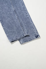 Sail Blue Denim Bib Straight Leg Jumpsuit with Pockets Jumpsuits & Rompers JT's Designer Fashion