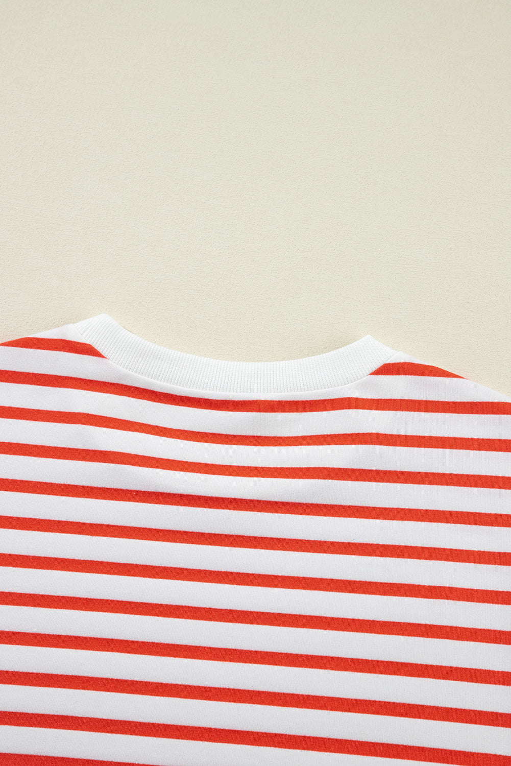 Orange Stripe Drop Shoulder Crew Neck Loose Sweatshirt Sweatshirts & Hoodies JT's Designer Fashion