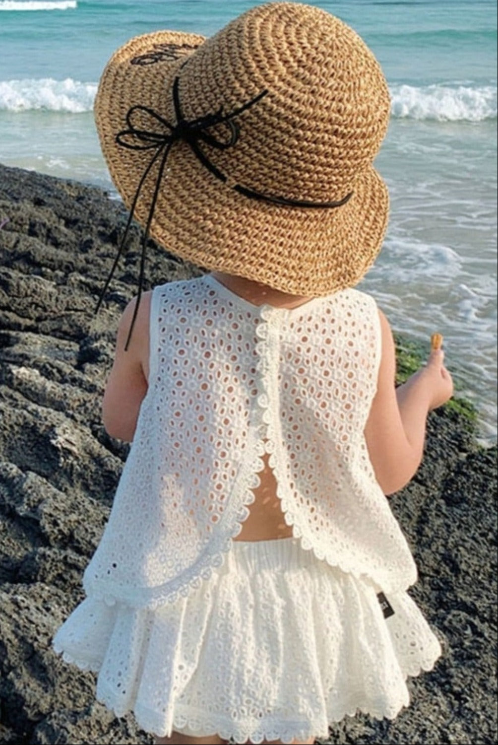 Girls 2 Piece Hollow Lace Wedding Romper Set Kids Sets JT's Designer Fashion