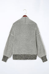 Gray Chunky Waffle Knit Oversized Collar Cardigan Cardigans JT's Designer Fashion