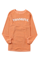 Orange Thankful Graphic Corded Sweatshirt Graphic Sweatshirts JT's Designer Fashion