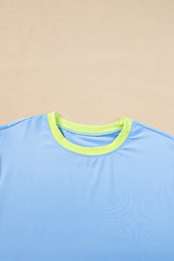 Sky Blue Color Block Detail Casual Two-piece Outfit Jumpsuits & Rompers JT's Designer Fashion