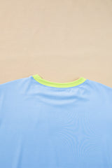Sky Blue Color Block Detail Casual Two-piece Outfit Jumpsuits & Rompers JT's Designer Fashion