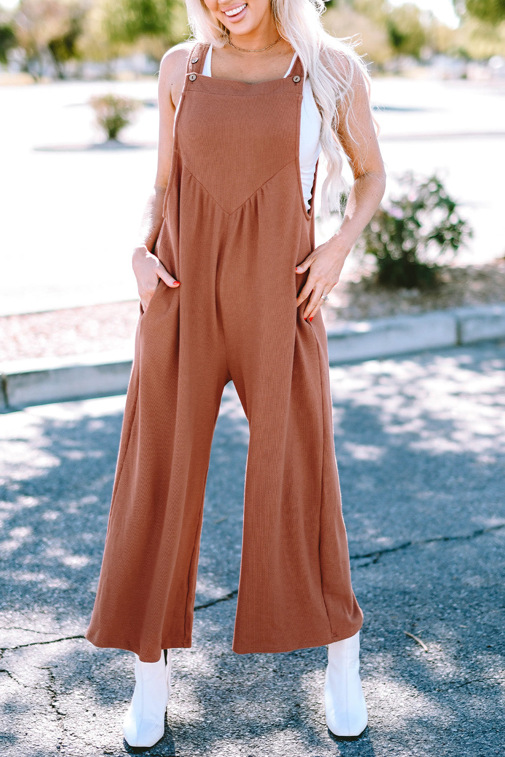 Gold Flame Wide Leg Overall Jumpsuit Jumpsuits & Rompers JT's Designer Fashion