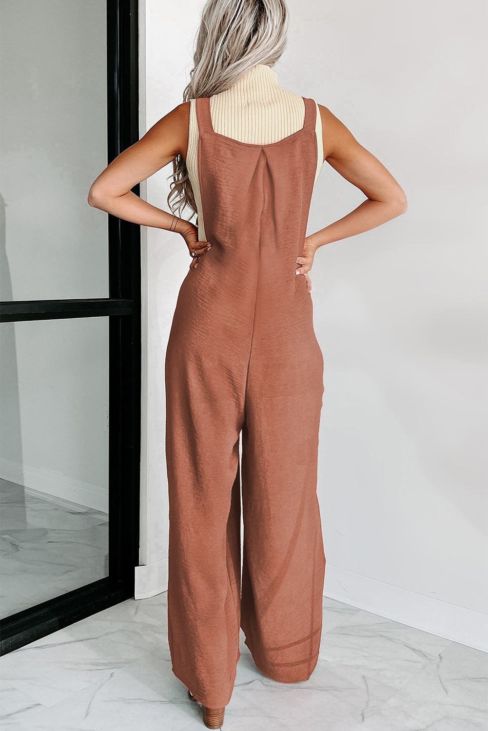 Gold Flame Wide Leg Overall Jumpsuit Jumpsuits & Rompers JT's Designer Fashion