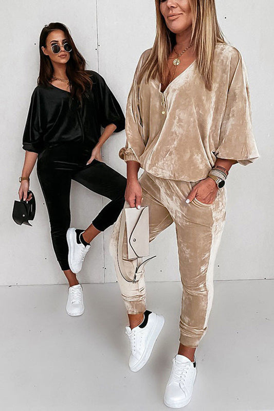Luxe Velvet 2-Piece Jogger Set – Chic Comfort in Every Step Bottoms JT's Designer Fashion