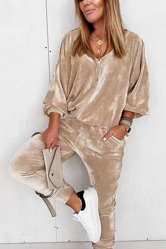 Luxe Velvet 2-Piece Jogger Set – Chic Comfort in Every Step Bottoms JT's Designer Fashion