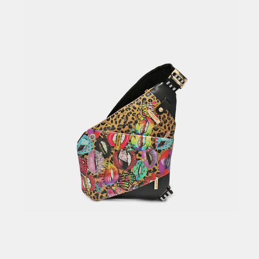 Nicole Lee USA Vegan Leather Leopard & Lip Pattern Crossbody Bag All Emotion One Size Bags JT's Designer Fashion