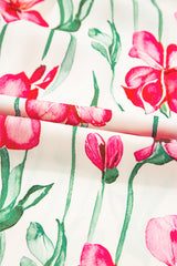 Pink Plus Size Floral Print Striped Trim V Neck Blouse Plus Size Blouses & Shirts JT's Designer Fashion