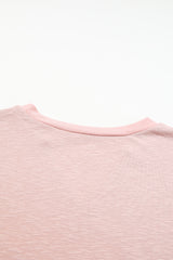 Pink Raw Cut Notched Neck Plus Size French Terry Hoodie Plus Size JT's Designer Fashion