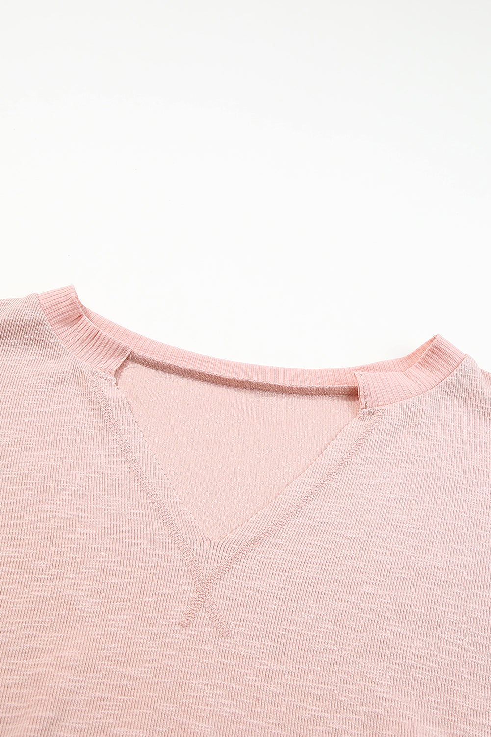 Pink Raw Cut Notched Neck Plus Size French Terry Hoodie Plus Size JT's Designer Fashion