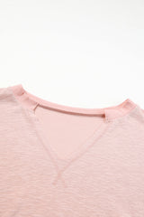 Pink Raw Cut Notched Neck Plus Size French Terry Hoodie Plus Size JT's Designer Fashion