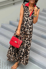 Plus Size Leopard Print Sleeveless Long Dress Maxi Dresses JT's Designer Fashion