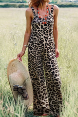 Plus Size Leopard Print Wide Leg Casual Overalls Jumpsuits & Rompers JT's Designer Fashion