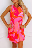 Rose Abstract Floral Print Sleeveless Shift Mini Dress Mini Dresses JT's Designer Fashion