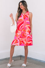 Rose Abstract Floral Print Sleeveless Shift Mini Dress Mini Dresses JT's Designer Fashion