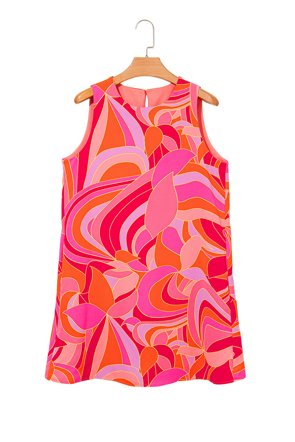 Rose Abstract Floral Print Sleeveless Shift Mini Dress Mini Dresses JT's Designer Fashion
