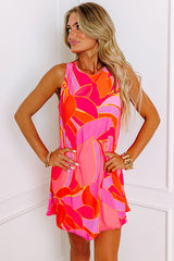 Rose Abstract Floral Print Sleeveless Shift Mini Dress Mini Dresses JT's Designer Fashion