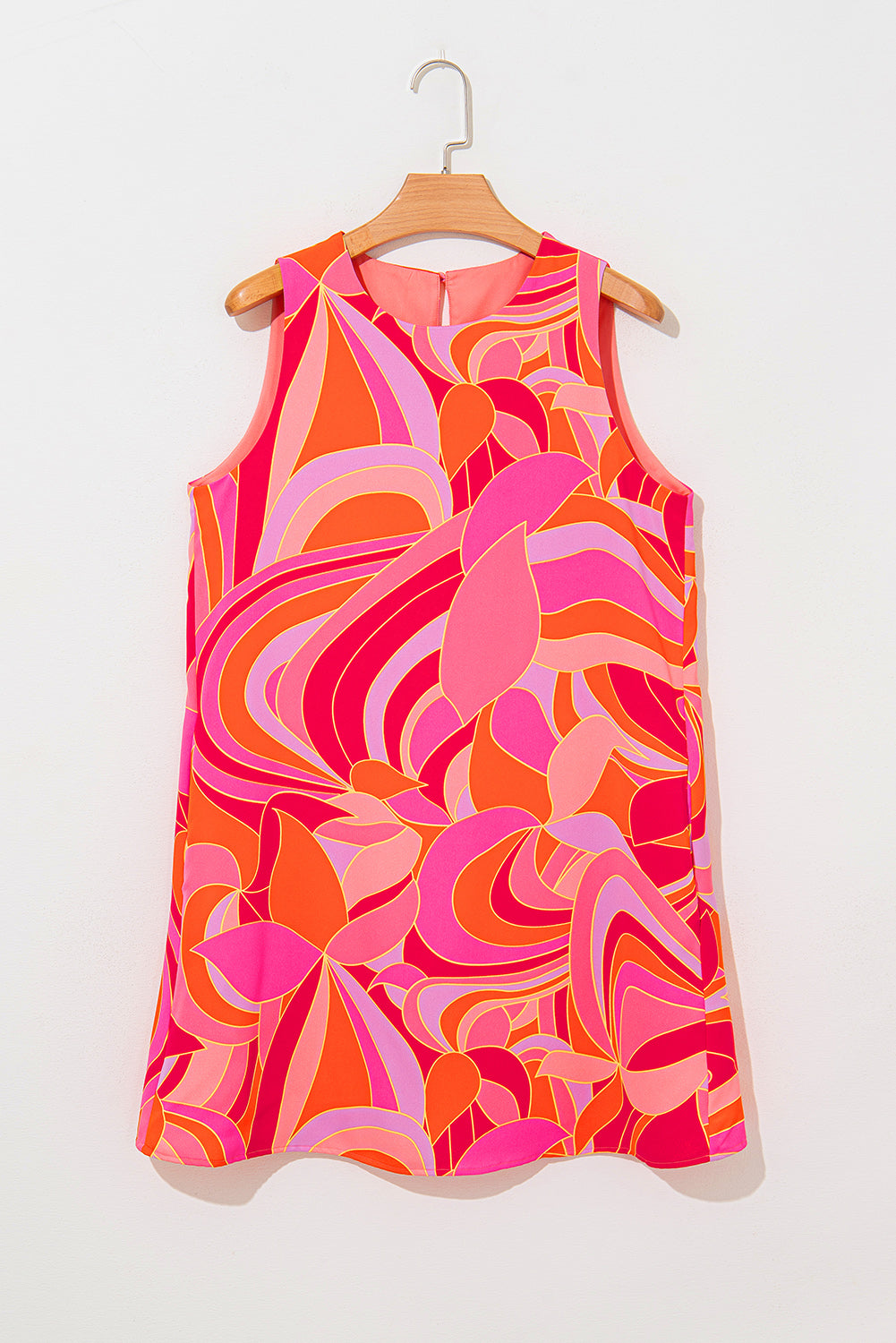 Rose Abstract Floral Print Sleeveless Shift Mini Dress Mini Dresses JT's Designer Fashion