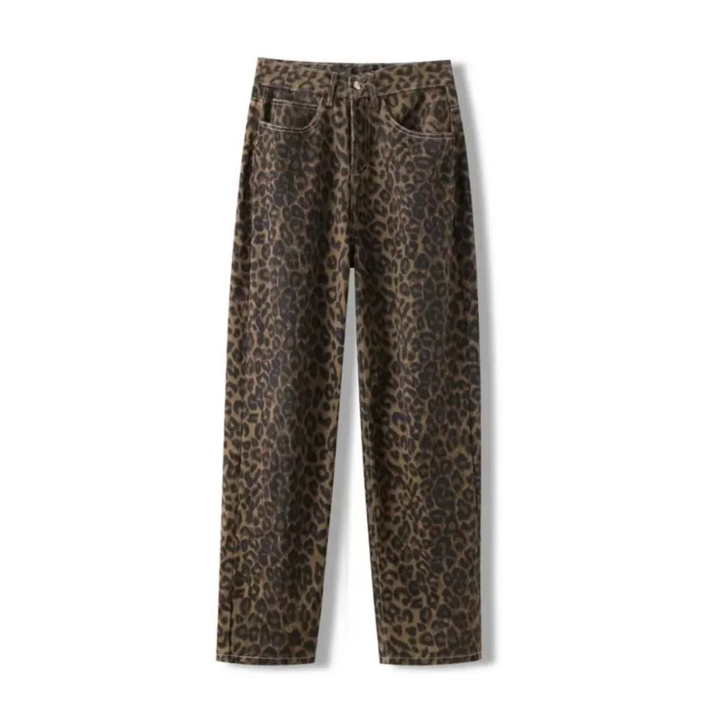 Fierce & Flawless Leopard Print Oversized Jeans – Bold Statement Denim Jeans JT's Designer Fashion