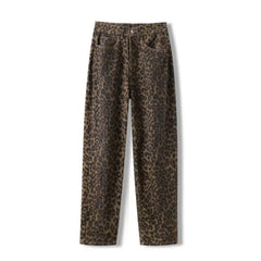 Fierce & Flawless Leopard Print Oversized Jeans – Bold Statement Denim Jeans JT's Designer Fashion