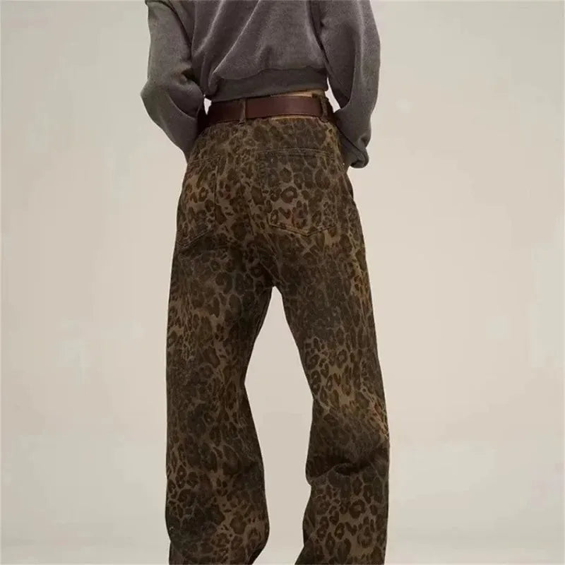 Fierce & Flawless Leopard Print Oversized Jeans – Bold Statement Denim Jeans JT's Designer Fashion