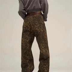 Fierce & Flawless Leopard Print Oversized Jeans – Bold Statement Denim Jeans JT's Designer Fashion