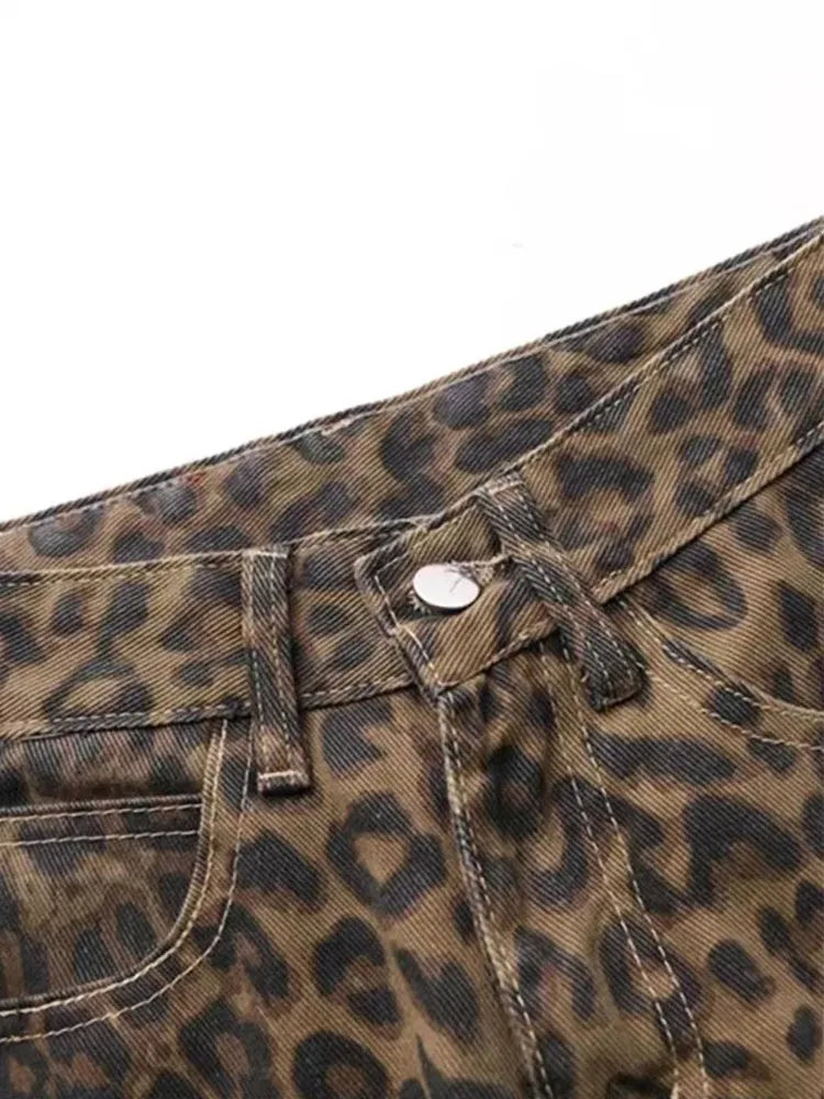 Fierce & Flawless Leopard Print Oversized Jeans – Bold Statement Denim Jeans JT's Designer Fashion