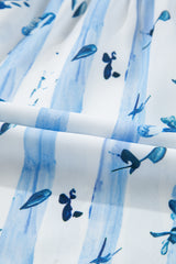 Sky Blue Floral Smocked Tied Straps A-Lined Tiered Long Dress Maxi Dresses JT's Designer Fashion