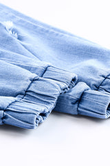 Sky Blue Pocketed Distressed Denim Joggers Jeans JT's Designer Fashion