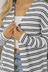 Black Stripe Print Open Front Duster Cardigan Cardigans JT's Designer Fashion