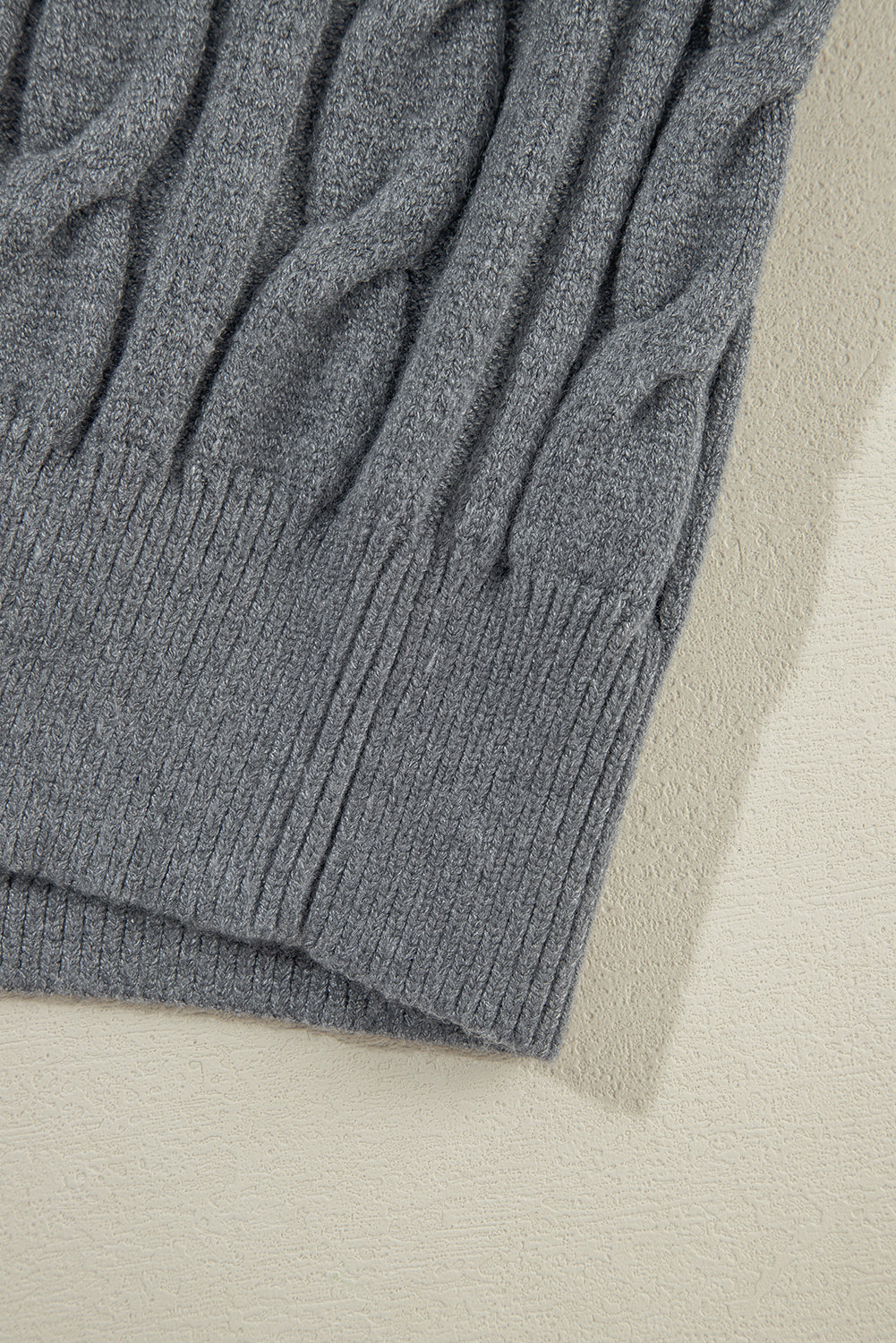 Medium Grey Color Contrast Ribbed Edge Cable Knit V Neck Sweater Sweaters JT's Designer Fashion