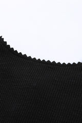 Black Crochet Lace Hem Sleeve Button Top Long Sleeve Tops JT's Designer Fashion