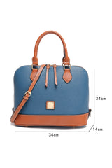 Ashleigh Blue Color Contrast PU Leather Zipper Tote Bag Handbags JT's Designer Fashion