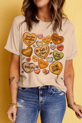 Khaki Candy Heart Thanksgiving Graphic Tee Graphic Tees JT's Designer Fashion