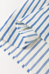Sky Blue Stripe Knotted Bracelet Sleeve Notched Neck Shift Mini Dress Mini Dresses JT's Designer Fashion