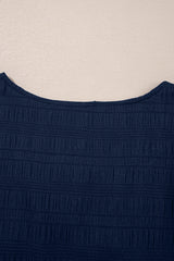 Dirty blue Textured Square Neck Top and Shirred High Waist Shorts Set Short Sets JT's Designer Fashion