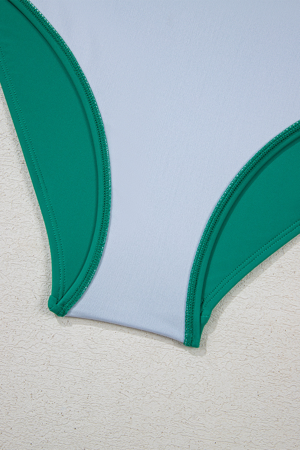 Sea Green Contrast Trim Colorblock Patchwork High Waisted Bikini High Waisted Swimsuit JT's Designer Fashion