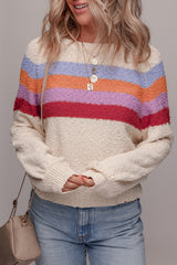 Jet Stream Striped Color Block Loose Sleeve Chic Sweater Sweaters JT's Designer Fashion