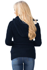 Navy Blue Long Sleeve Button-up Hooded Cardigans Sweaters & Cardigans JT's Designer Fashion