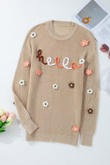 Parchment Hello Floral Embroidered Knit Loose Sweater Sweaters JT's Designer Fashion