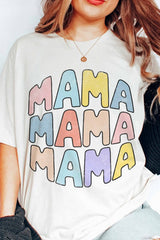 White MAMA Slogan Print Crew Neck Casual T Shirt Graphic Tees JT's Designer Fashion