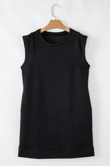 Black Textured Cap Sleeve T-shirt Shift Mini Dress Mini Dresses JT's Designer Fashion