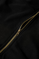 Black Fleece Lined Half Zipper Kangaroo Pockets Loose Hoodie Sweatshirts & Hoodies JT's Designer Fashion