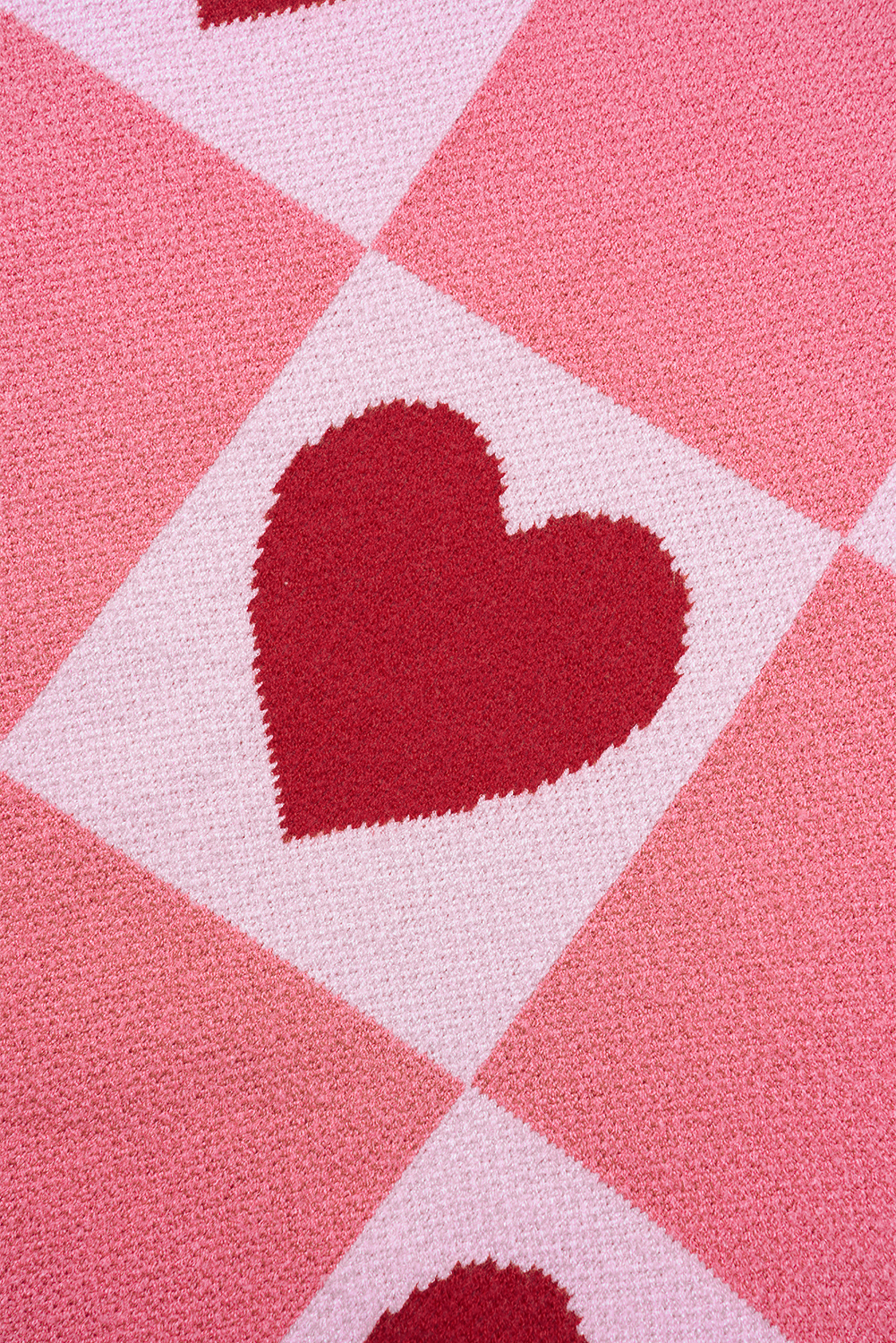 Pink Plus Size Love Heart Block Mock Neck Lantern Sleeve Valentine Sweater Plus Size Sweaters & Cardigans JT's Designer Fashion