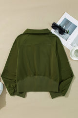 Moss Green Quarter Zip Stand Neck Kangaroo Pocket Sweatshirt Sweatshirts & Hoodies JT's Designer Fashion
